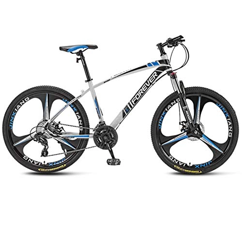 Mountain Bike : Mountain Bikes, 24 Inches 3-Spoke Wheels Off-Road Road Bicycles, High-Carbon Steel Frame, Shock-Absorbing Front Fork, Double Disc Brake, B, 27 speed