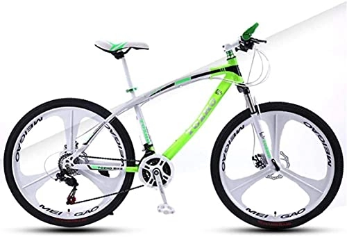 Mountain Bike : Mountain Bikes, 26 inch mountain bike adult variable speed damping bicycle off-road double disc brake three-wheeled bicycle Alloy frame with Disc Brakes ( Color : White and green , Size : 24 speed )