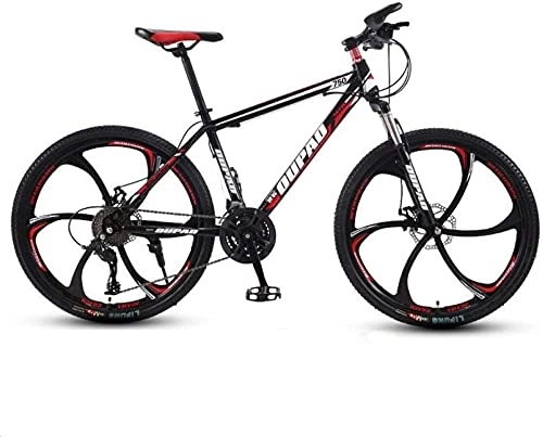Mountain Bike : Mountain Bikes, 26 inch mountain bike aluminum alloy cross-country lightweight variable speed young men and women six-wheel bicycle Alloy frame with Disc Brakes ( Color : Black red , Size : 30 speed )