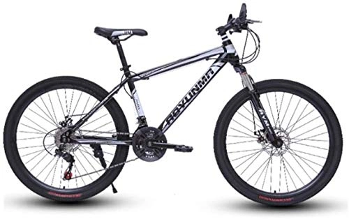 Mountain Bike : Mountain Bikes, 26 inch mountain bike bicycle male and female lightweight dual disc brake variable speed bicycle spoke wheel Alloy frame with Disc Brakes ( Color : Black and white , Size : 24 speed )