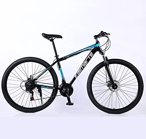 Mountain Bike : Mountain bikes, 29-inch 27-speed mountain bikes, aluminum alloy mountain bikes, shock-absorbing front fork double disc brake bikes, portable non-slip adult mountain bikes. ( Color : Blue )