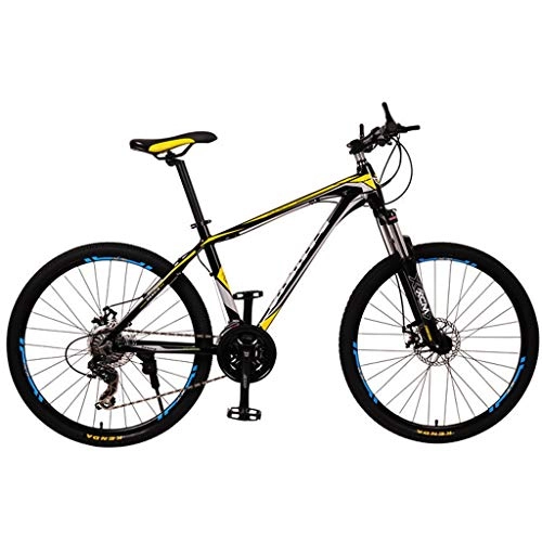Mountain Bike : Mountain Bikes Bicycle MTB Mountain Bicycles Mens Womens Carbon Steel Frame Ravine Bike Front Suspension Dual Disc Brake 21 / 27 / 30 speeds Hardtail Mountain Bikes ( Color : Yellow , Size : 21 Speed )