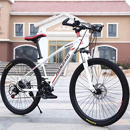 Mountain Bike : Mountain Bikes, Carbon Steel Ravine Bike, Dual Disc Brake and Front Suspension, 24 speeds (Color : B, Size : 24 inch)
