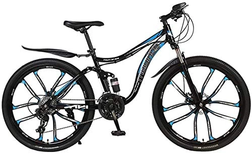 Mountain Bike : Mountain Bikes for Adults Damper 26 Inch High Carbon Cyclic Shift Cycling Adult Students Car Riding School Work for Outing (Color : Black blue, Size : 24 speed)