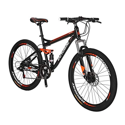 Mountain Bike : Mountain Bikes S7 27.5inches 21Speeds Dual Disc Brake Full Suspension Mountain Bike MTB BlackOrange