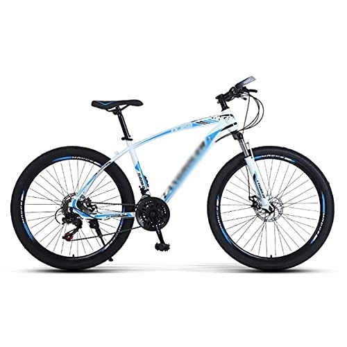 Mountain Bike : MQJ 26 inch Mountain Bike Carbon Steel Frame 21 / 24 / 27-Speed Dual Disc with Lock-Out Suspension Fork Suitable for Men and Women Cycling Enthusiasts / White / 21 Speed
