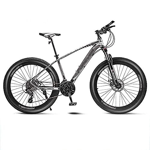 Mountain Bike : MQJ Hardtail Mountain Bikes, Adult Road Men and Women Variable Speed Shock Absorber Bicycle 24 / 26 inch Portable 21 / 24 / 27 / 30 Accelerator Disc Brake Bicycle, C~26 Inches, 24 Speed