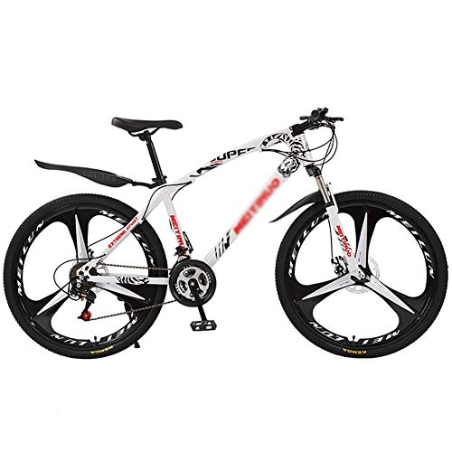 Mountain Bike : MSM Furniture Strong Frame Disc Brake Mountain Bike, Lightweight Mountain Bikes Bicycles, Mountain Bicycle With Front Suspension Adjustable Seat White 3 Spoke 26", 21-speed