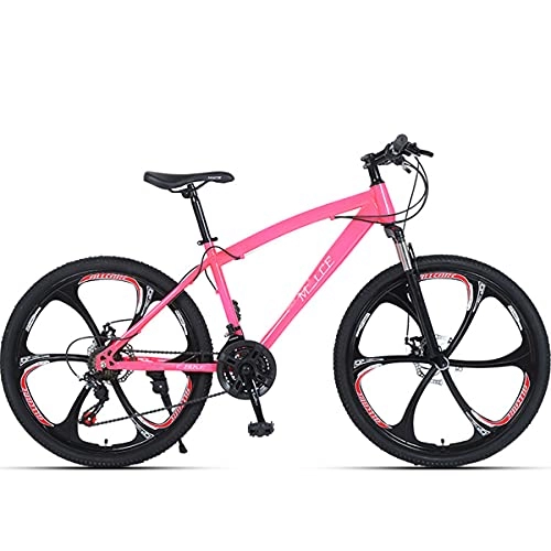 Mountain Bike : MTB Bicycles Hardtail Mountain Bike 26 Inch 27 Speed, Mechanical Double Disc Brake, High Carbon Steel Frame, Lockable Front Fork, Suitable Height: 160-185Cm, for Adults And Teens, Pink