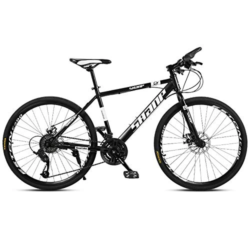 Mountain Bike : MTCTK Adult mountain bike, 26 inch road bicycle VTT bike, carbon steel integrated off-road variable speed disc brakes bike for men and women, Black, 30Speed