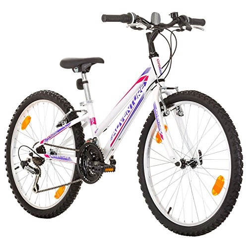 Mountain Bike : Multibrand, PROBIKE ADVENTURE, 24 inch, 290 mm, Mountain Bike, 18 speed, Mudgard Set, For Women, Kids, Juniors, White (White (Shimano))