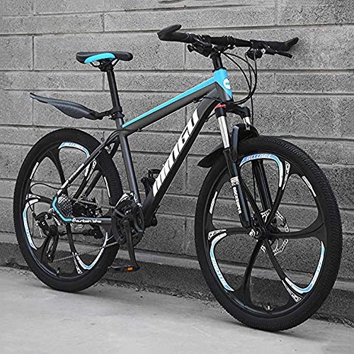 Mountain Bike : MW Road Bicycle, 26 Inch Men's Mountain Bikes, High-Carbon Steel Hardtail Mountain Bike, Mountain Bicycle with Front Suspension Adjustable Seat, Cyan, 21 speed