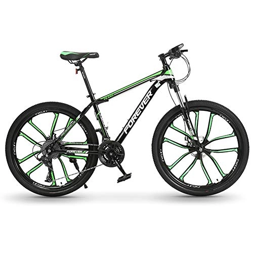 Mountain Bike : MYRCLMY 24 Inch Mountain Bike Aluminum MTB Bicycle for Men Urban Commuter City Bicycle 24 / 27 / 30-Speed Mountain Bike Bicycle Adult Student Outdoors, Green, 27 speed