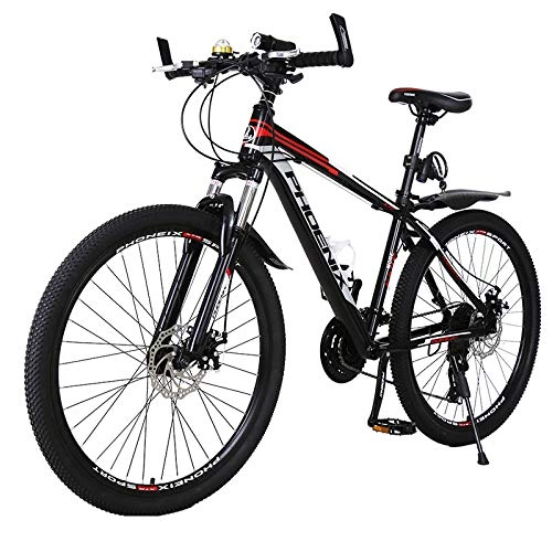 Mountain Bike : MYRCLMY Aluminum Alloy Mountain Bike, Adult Male And Female Students 24 / 27 Speed Transmission Road Bike 26 Inches, Oil Brake Mountain Bike, City, Red, 27 speed