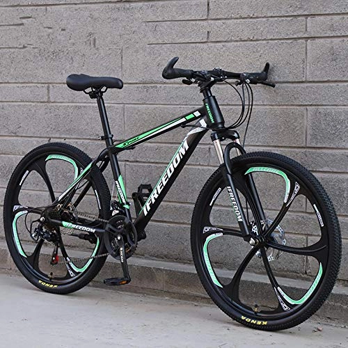 Mountain Bike : N / AO Mountain Trail Bike Adult Gearshift Bicycle High Carbon Steel Double Disc Brake 21Speed 26 Inch Integrated Wheels Exercise Bike-dark_and_green