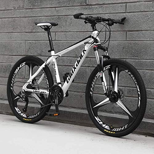 Mountain Bike : N / G 24 / 26 Inch Men's Mountain Bike, High Carbon Steel Hard Tail Mountain Bike, Mountain Bike With Front Suspension Adjustable Seats, 21 Speed, White Three Cutter Wheels (white, 24)