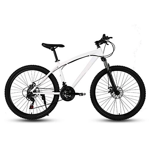 Mountain Bike : ndegdgswg Mountain Bike Bicycle, 21 / 24 / 27 Speed Dual Disc Brake 24 / 26 Inch Spoke Wheel Variable Speed Bicycle 24 inches21 speed White spokes