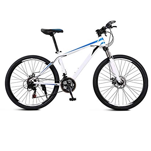 Mountain Bike : ndegdgswg Mountain Bike Bicycle, Adult Double Oil Disc Bicycle Aluminum Alloy Frame Variable Speed Off Road Vehicle 26 inches24 speed White blue