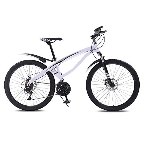 Mountain Bike : ndegdgswg Mountain Bike, Variable Speed Off Road Shock Absorption Light Work Riding Student Adult Bicycle 24 inches27 speed Fresh white