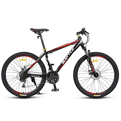 Mountain Bike : NENGGE 24-Speed Mountain Bikes, 26 Inch Adult High-carbon Steel Frame Hardtail Bicycle, Men's All Terrain Mountain Bike, Anti-Slip Bikes, Red