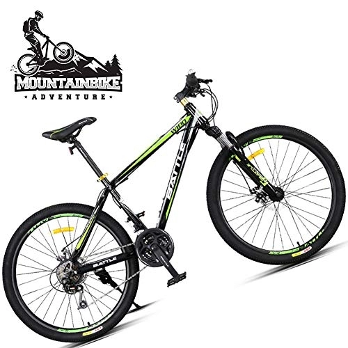Mountain Bike : NENGGE 26 Inch Mountain Trail Bike for Adults Men Women, 24-Speed Anti-Slip Hardtail Mountain Bikes with Front Suspension, High-carbon Steel Dual Disc Brake Mountain Bicycle, Black Green
