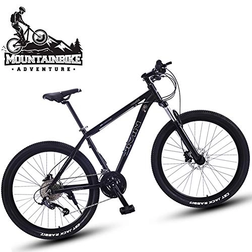 Mountain Bike : NENGGE 27.5 Inch Mountain Bikes for Men Women, Adults Anti-Slip All Terrain Hardtail Mountain Bicycle with Front Suspension, Hydraulic Disc Brake & Adjustable Seat, Black Silver, 30 Speed
