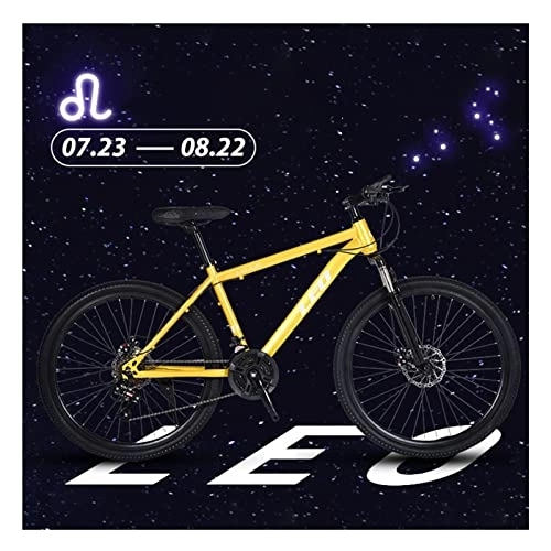 Mountain Bike : NENGGE 27 Speed 26 Inch Mountain Bike Magnesium Alloy and High Carbon Steel with Constellations Seat, Front Suspension Disc Brake Outdoor Bikes for Men Women, Leo