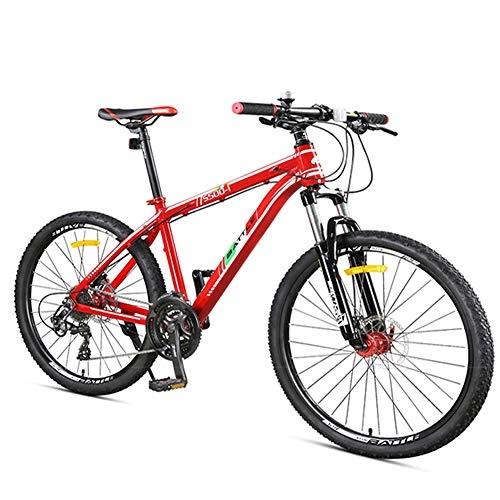Mountain Bike : NENGGE 27-Speed Mountain Bikes, Front Suspension Hardtail Mountain Bike, Adult Women Mens All Terrain Bicycle with Dual Disc Brake, Red, 24 Inch