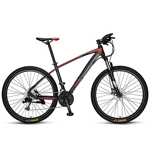 Mountain Bike : NENGGE 33-Speed Hardtail Mountain Bikes for Men Women, All Terrain Adults Mountain Trail Bicycle with Adjustable Seat, Dual Disc Brake & Front / Full Suspension, Red Spokes, 26inch