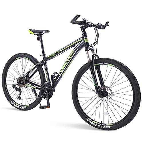 Mountain Bike : NENGGE 33-Speed Mountain Bikes, Mens Dual Disc Brake Aluminum Frame Hardtail Mountain Bike, Mountain Bicycle with Front Suspension, Green, 29 Inch