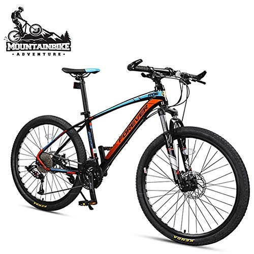 Mountain Bike : NENGGE Adults Mountain Bikes with Front Suspension, 33 Speed Hardtail Mountain Trail Bicycle for Men / Women, Adjustable Seat & Hydraulic Disc Brake, Red Blue, 26 Inch