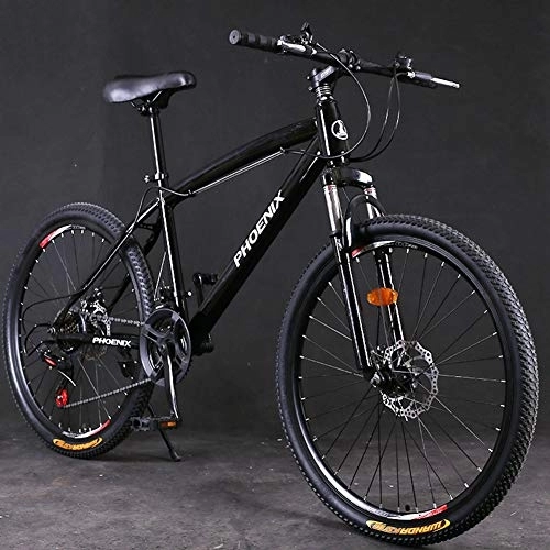 Mountain Bike : NENGGE Hardtail Mountain Bike 26 Inch for Adults Women, 21 / 24 / 27 Speed Girls Mountain Bicycle with Mechanical Disc Brakes, All Terrain Trail Bikes, High Carbon Steel Frame, Black, 27 Speed