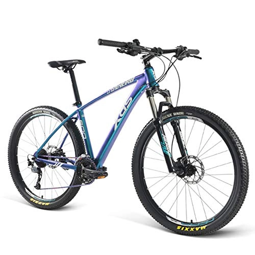 Mountain Bike : NENGGE Hardtail Mountain Bikes 27 Speed, 27.5 Inch Mountain Trail Bike for Men or Women, Adults All Terrain Commuter Bicycle, Adjustable Seat & Hydraulic disc brake, Fog Blue Violet, A