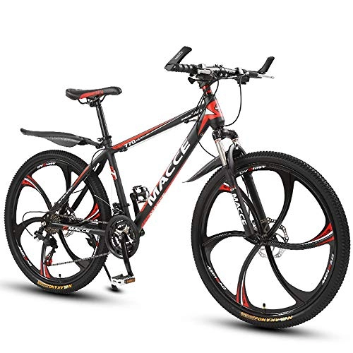 Mountain Bike : Nerioya Mountain Bike, MTB Bike with 6 Cutter Wheels, Shock Absorption / Dual Disc Brake Load 150Kg, B, 24 inch 21 speed