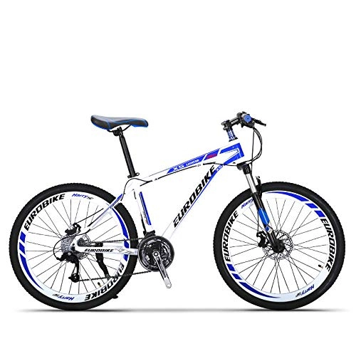 Mountain Bike : New Brand Mountain Bike Aluminum Alloy Frame 21 Speed Disc Brake 26 inch Wheel Bicycle Outdoor Sports Downhill MTB Bicicleta-X5_Blue_White