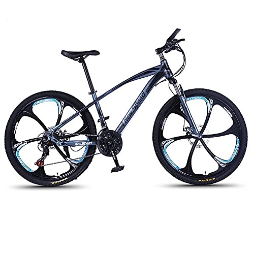 Mountain Bike : NewSpeed Adult Mountain Bike, 26-Inch Wheels, Mens, Womens Steel Frame, Shimano 21 Speed, Disc Brakes (Grey)