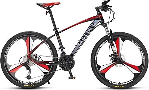 Mountain Bike : No Branded Forever Adult MTB Mountain Bike, Hardtail Bicycle with Adjustable Seat, YE880, 26 inch, 30 Speed, Aluminum Alloy Frame, Black-Red, ONE PIECE ALLOY RIM