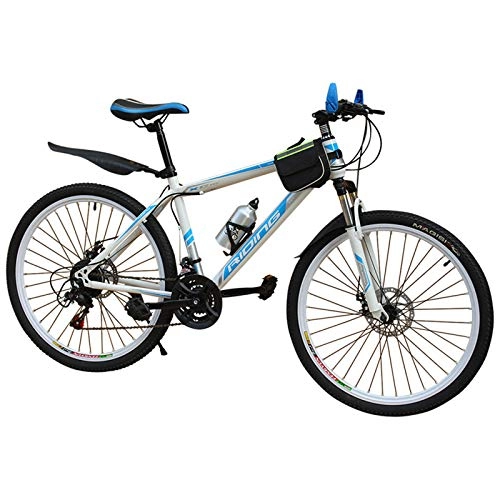 Mountain Bike : Non-Slip Variable Speed Mountain Bikes, Single Mountain Bike Positioning Talon Bike, Safe And Sensitive Braking Bicycle, blue White, 24 inches