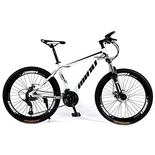 Mountain Bike : NOVOKART Country Mountain Bike 27.5 Inch, Adult MTB, Hardtail Bicycle with Adjustable Seat, Thickened Carbon Steel Frame, White Black, Spoke Wheel, 21-stage shift