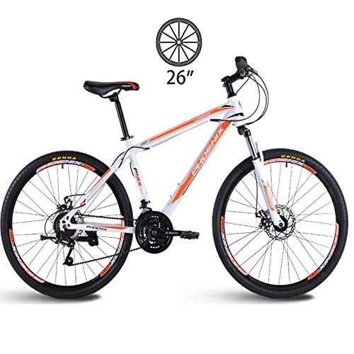 Mountain Bike : NYANGLI Girl Mountain Bike, Double Brake Bicycle, Shock-Absorbing Off-Road Racing Bike, 26-Inch Student Variable Speed Off-Road Double Cycling for Teen, Orange, 26inch / 21speed