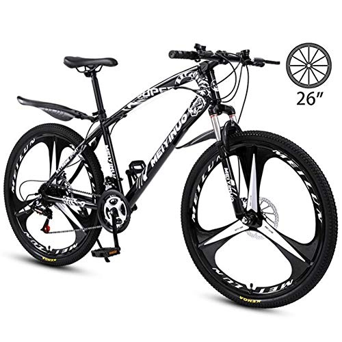 Mountain Bike : NYANGLI Mountain Bike, 26 Shock Absorber Aluminum Bike, Inch Disc Brake 21 / 24 / 27 Speed Student Bike Adult Bicycle Mountain Bike, Black, 24speed