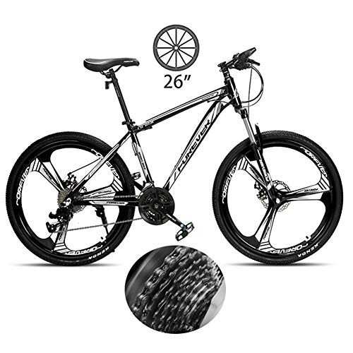 Mountain Bike : NYANGLI Mountain Bike, 3-Spoke Double Brake Bicycle, Shock-Absorbing Off-Road Racing Bike, Student Variable Speed Off-Road Double Cycling for Adult And Teen, Black, 26inch / 27speed