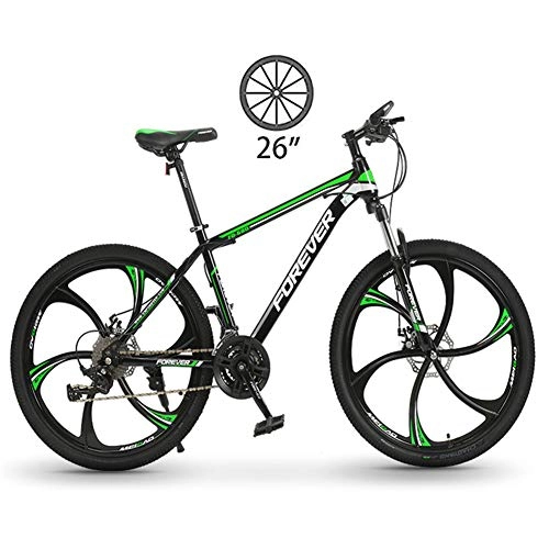 Mountain Bike : NYANGLI Mountain Bike, 6-Spoke Double Brake Bicycle, Shock-Absorbing Off-Road Racing Bike, Student Variable Speed Off-Road Double Cycling for Adult And Teen, Green, 26inch / 24speed