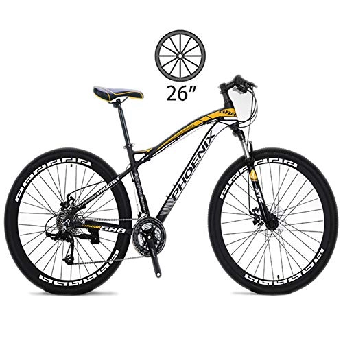 Mountain Bike : NYANGLI Mountain Bike, Double Brake Bicycle, Shock-Absorbing Off-Road Racing Bike, 26-Inch Student Variable Speed Off-Road Double Cycling for Adult And Teen, Yellow, 26inch / 27speed