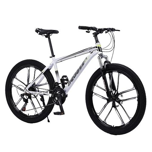 Mountain Bike : NYASAA Adult Men's and Women's Mountain Bikes, Dual Shock Absorption and Ergonomic Seat Mechanical Dual Disc Brakes for Outdoor Sports (white 24 inch x27 speed)