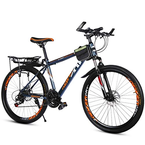 Mountain Bike : Oanzryybz Bicycle Speed Mountain Bike Double Disc Brakes Adult Student Car Men and Women 21 Speed 26 inch (Color : Ink Blue Colour, Size : 26 inches)