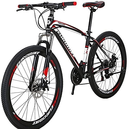 Mountain Bike : OBK 27.5” Mountain Bike 21 Speed Bicycle Disc Brakes Adult Bikes for Men Women… (Aluminium Rims Red)