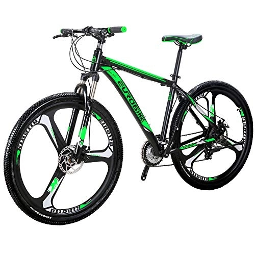 Mountain Bike : OBK X9 29” Mountain Bike Lightweight Aluminum Frame Front Suspension Daul Disc Brakes 21 Speed Mens Bicycle 29er XL (GREEN)