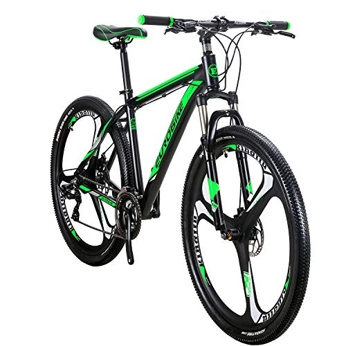 Mountain Bike : OBK X9 29er Mens Mountain Bike 29 Inch wheels Aluminum Frame 21 Speed Dual Disc Brakes Front Suspension Bicycle for Men (3 Spoke Mag wheels Green)