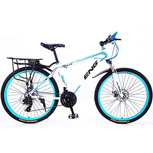Mountain Bike : OFFA Mountain Bike Adult, 24 / 26 Inch Wheels 21 Speed Shock-absorbing Double Brake Bicycles, Bike High Carbon Steel Outroad Bicycles, For Men, Women, Youth, Unisex (Color : B-24in, Size : 30speed)